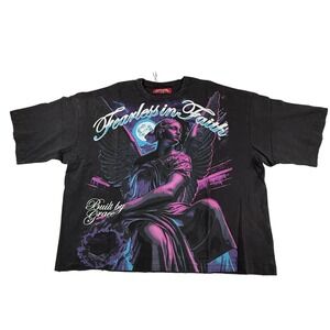 Chosen Fearless in Faith Angel Graphic T-Shirt Black XL Oversized CS6166